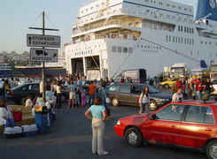 Ferry boat arrival in Pireaus