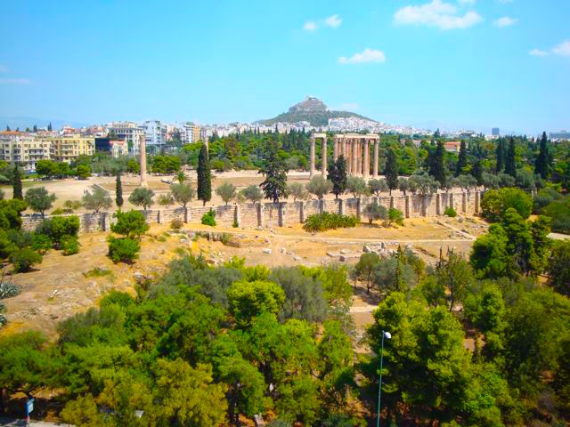 Temple of Olympian Zeus from Hotel Royal Olympic