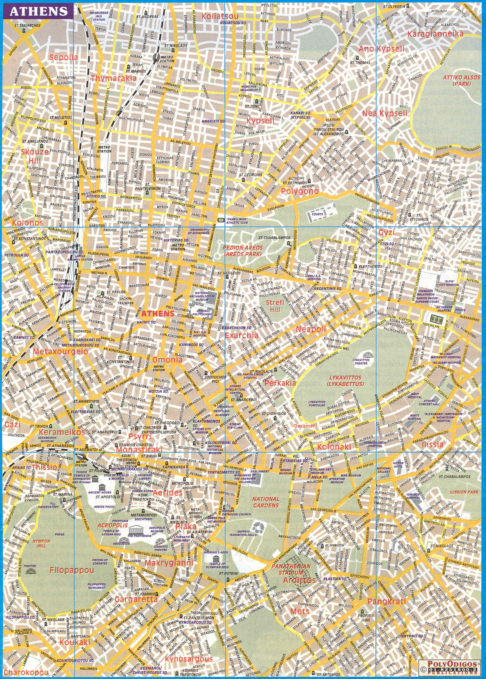 Map of Athens, Greece