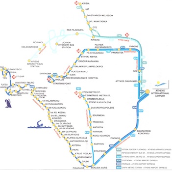 Athens airport bus map