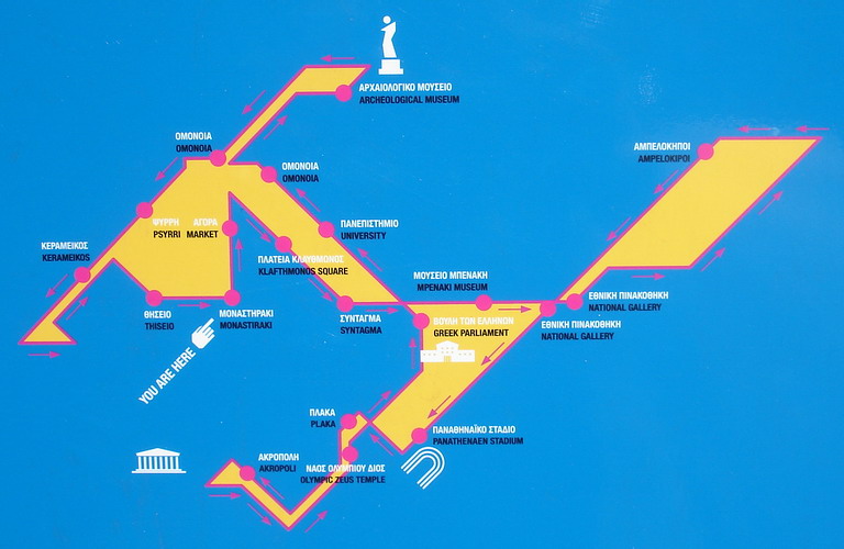 Athens bus tour map