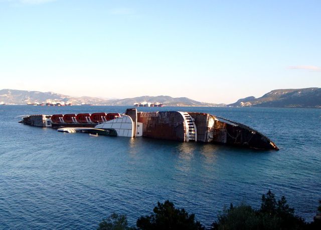 Sunken ship near Elefsina, Greece