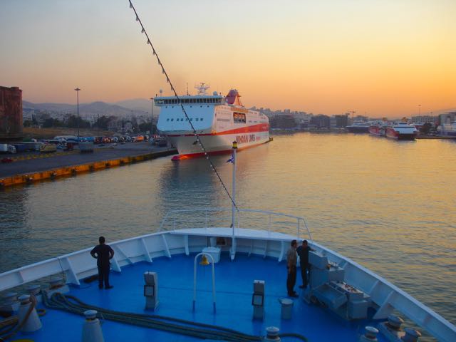 Ferry arrival in Pireaus