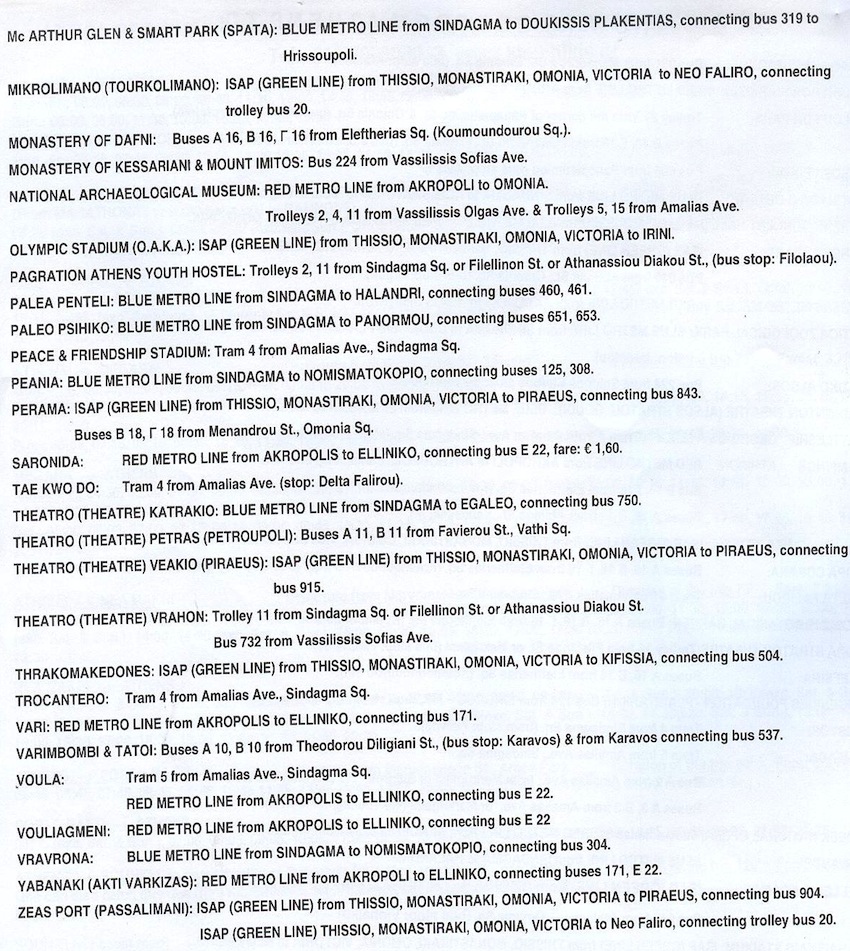 Athens bus schedules and destinations