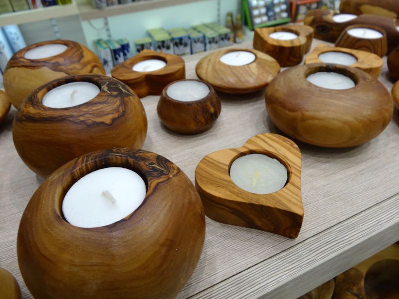 Olive wood candle holders